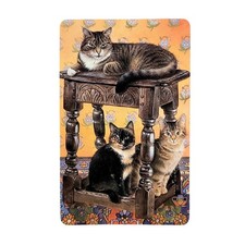 VTG 90s Lesley Ivory Cats Card Bookmark- Gemma Jacobean Stool- 1990 Antioch W217