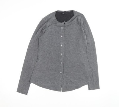 Boohoo Damen grau Strick V-Ausschnitt Langarm Knopf Cardigan Größe 14