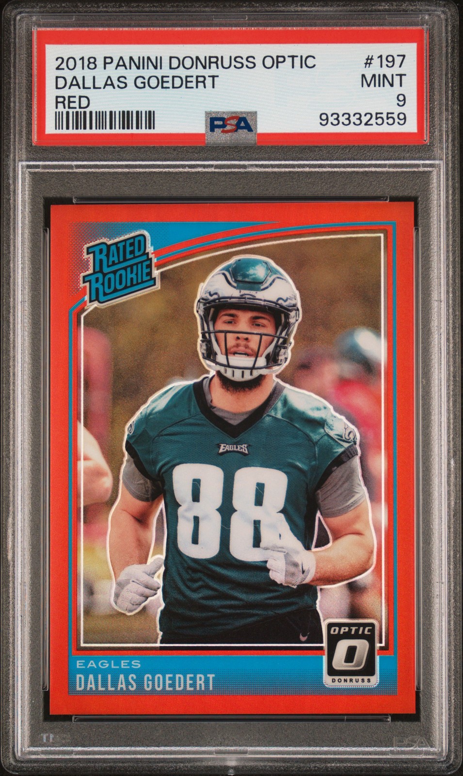 2018 Donruss Optic #197 Dallas Goedert Red #/99 PSA 9 MINT