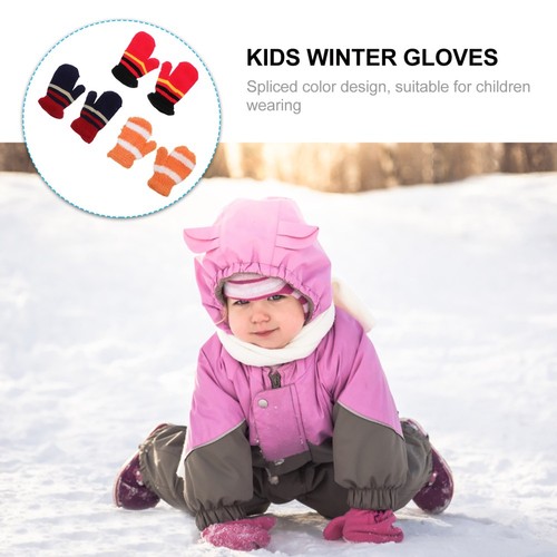 3 Pairs of 1-7 Aged Children Winter Warm Gloves Thicken Knitting Gloves - Picture 2 of 12