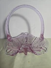 Fenton 95th Anniversary Empress Rose Pink Art Glass Basket Vase Marked
