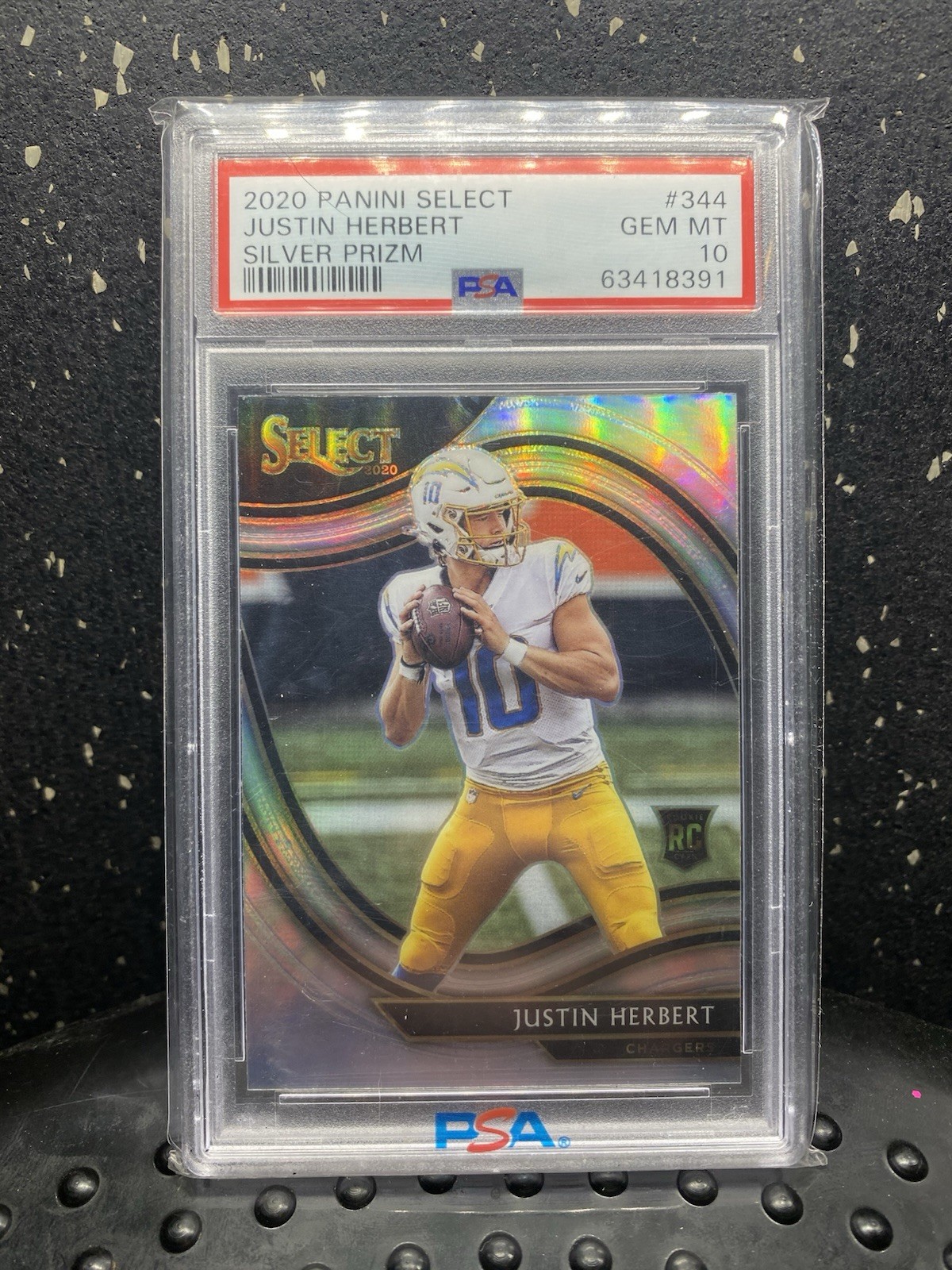 2020 Panini Select Field Level Justin Herbert #344 Silver Prizm Chargers PSA 10