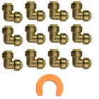 12 Pack XFITTING 1/2" Push Fit Elbow with 1 Free Disconnect Clip