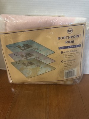 VTG Northpoint  Kids Baby fleece Plush Blanket 110x140cm Pink Rabbit Bunny NIP