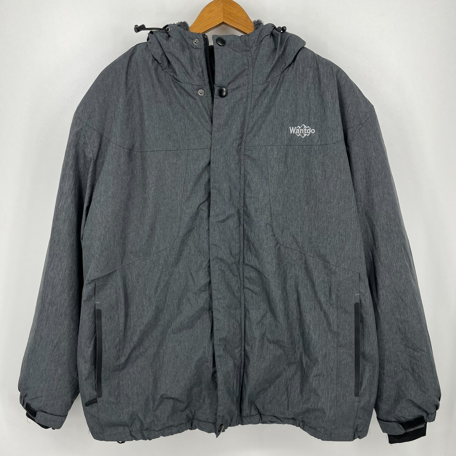 Men's Size Xl Gray Full Zip Lined Hooded Outerwear