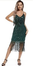 Women Flapper Dress Cocktail Great Gatsby 1920s Party Tassel Fringe Mini Dresse