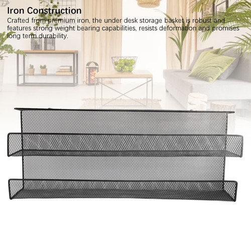 Under Desk Storage Basket Iron Double Layer Under Desk Power Strip Cable GH - Afbeelding 16 van 22