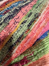 Handwoven Chindi Textile 63x42? Colorful Woven Fabric for Bags & Crafts