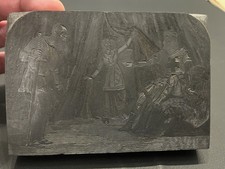 Antique Letterpress Printer’s Block “King Richard’s Pavilion” Medieval Scene
