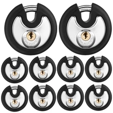 Chumia 10 Pack 70 mm Pad Lock Keyed Alike Padlocks Stainless Steel Discus Lock,