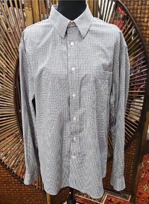Egara Button-Up Shirt Men's 2XL Black/White Check Stretch Long Sleeve Flip Cuff
