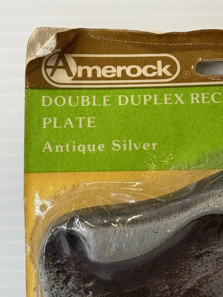 Placa de receptáculo dúplex doble vintage Amerock Carriage House plata antigua nueva Foto 4 de 4