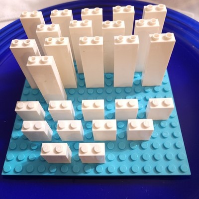 LEGO 2454 White Brick (15) 1 x 2 x 5 Open Studs /Hollow Studs + (11) 3245c 1x2x2