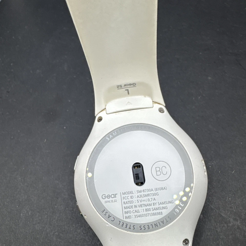 Reloj inteligente Samsung Gear S2 SM-R730A AT&T plateado/blanco sin prueba para piezas Foto 4 de 4
