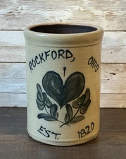 Rockford, Ohio Maple City Pottery Stoneware Crock Salt Glazed 1995