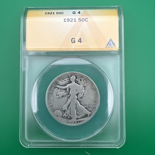 1921 .50 ANACS G 4 Walking Liberty, Half Dollar, Lady Liberty Half