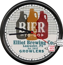 Man Cave Beer Growler Craft Beer Home Brew Custom Personalized Sign Wall Clock