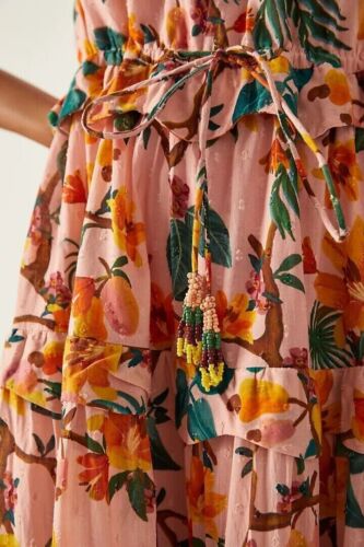 NWT Anthropologie Farm Rio sz S Colorful Square Neck Tiered Maxi Floral Dress - Picture 5 of 5
