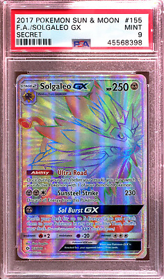 Pokemon Sun & Moon SOLGALEO GX Full Art Rainbow SECRET RARE 155/149 NM