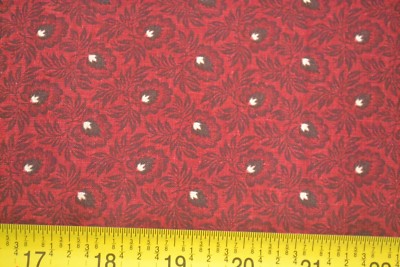 27'' Long, Vintage, White & Black Floral on Burgundy Quilt Cotton, Marcus, D803