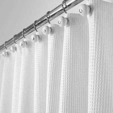 *NEW *mDesign  Waffle Weave Fabric Shower White  Curtain 72 x 84 *Free Shipping