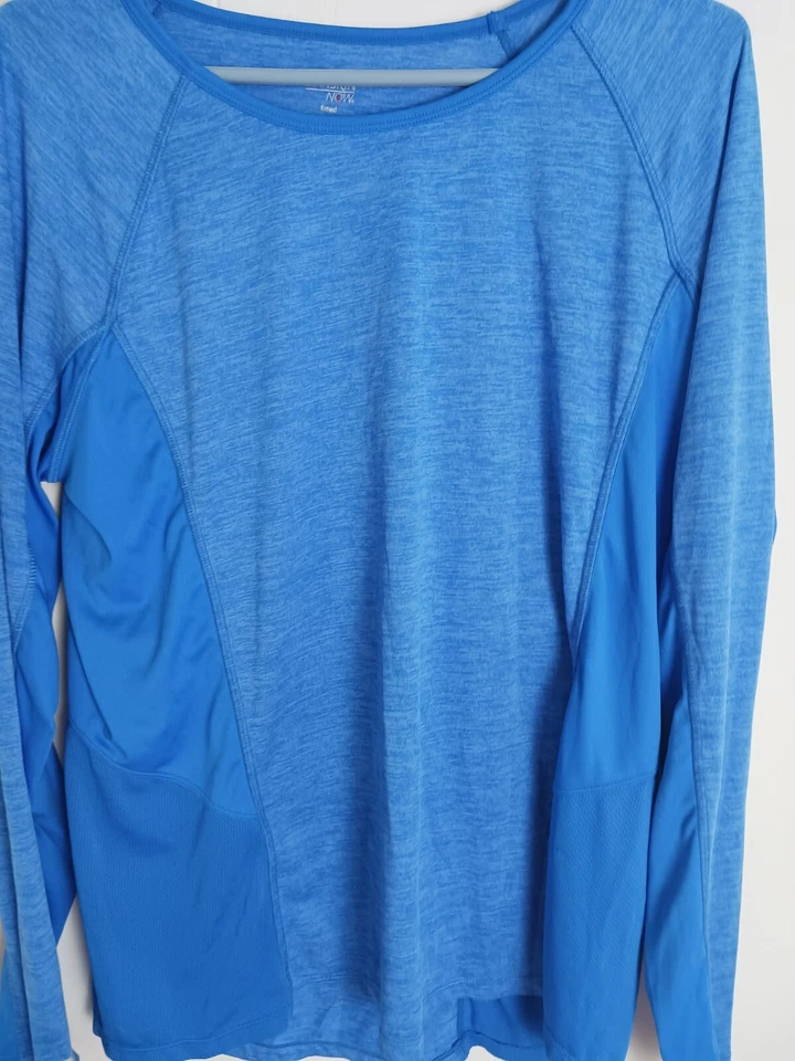 Camisa feminina DANSKIN NOW manga longa respirável azul tamanho XXL  - Imagem 2 de 4