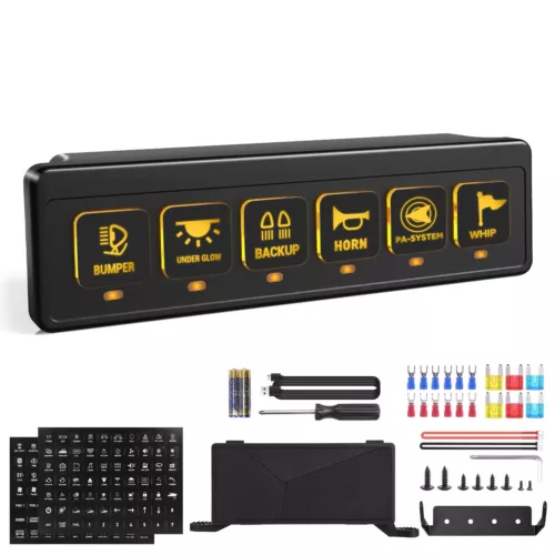 MICTUNING Wireless Switch Panel 4/6/8/12 Gang Led Toghle On-Off Switch Flash Box - Picture 3 of 60