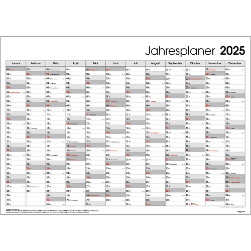 2025 XXL Wandkalender Wandplaner Jahresplaner Kalender DIN A1 GEFALTET Grau
