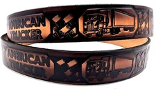 AMERICAN TRUCKER MOTORCYCLE COWHIDE EMBOSSED LEATHER BELT SIZE 26-48 MADE IN USA