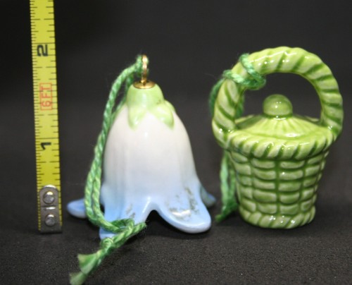 2 GOEBEL West Germany Porcelain Hanging Ornaments FLOWER & BASKET Spring Easter - Picture 4 of 4