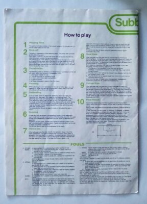 Subbuteo How To Play 70er Jahre Werbeheft Flyer Einlage Anleitung
