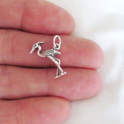 Sterling Silver 3d Heron charm