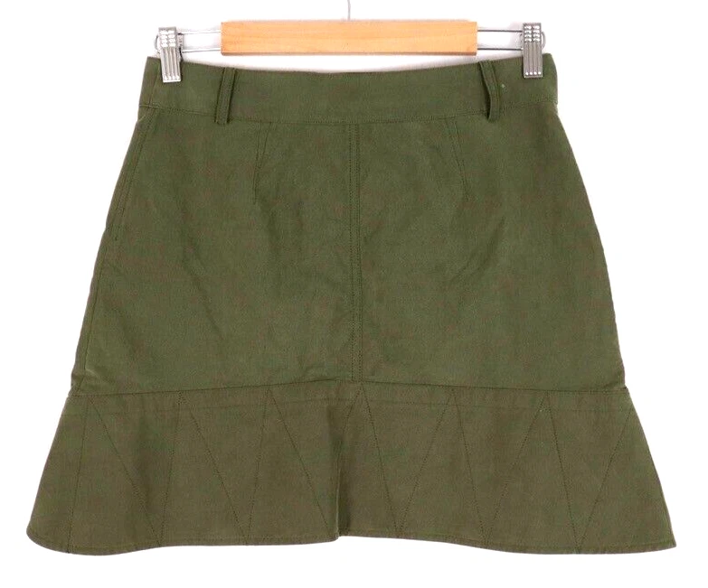 Falda Alexander Wang Mujer Mini Línea A Talla 2US 6 Caqui Verde Mezcla Algodón Foto 2 de 4