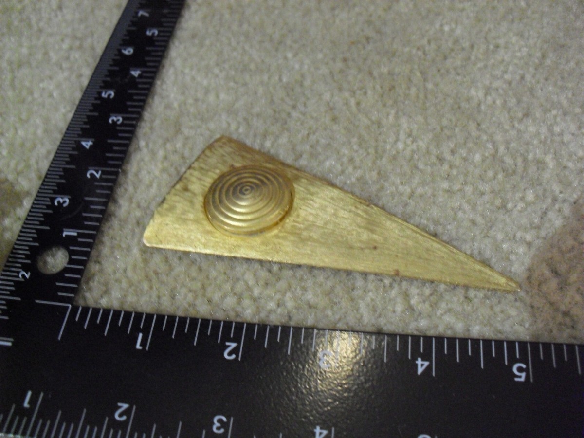 Vintage Retro Gold Tone Metal Triangle Brooch Pin 4 1/4
