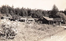 RPPC Bishop Pine Lodge Cottage Shell Gas Station Highway 101 Trinidad California