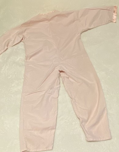Vintage Jennifer Dale Pajamas Adult One Piece PJs Pink White Striped Medium - Picture 6 of 6
