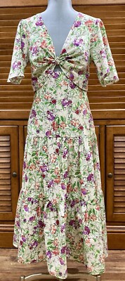 Beautiful ZARA Multicolored Floral Print Tiered Midi Dress Size M