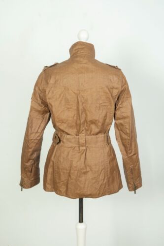 -Ladies Barbour Duralinen International Brown Belted Jacket Linen Sz UK 10 US 6 - Picture 5 of 9