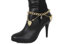 Women Fashion Gold Metal Chain Boot Bracelet Shoe Bling Ethnic Arrow Head Charm