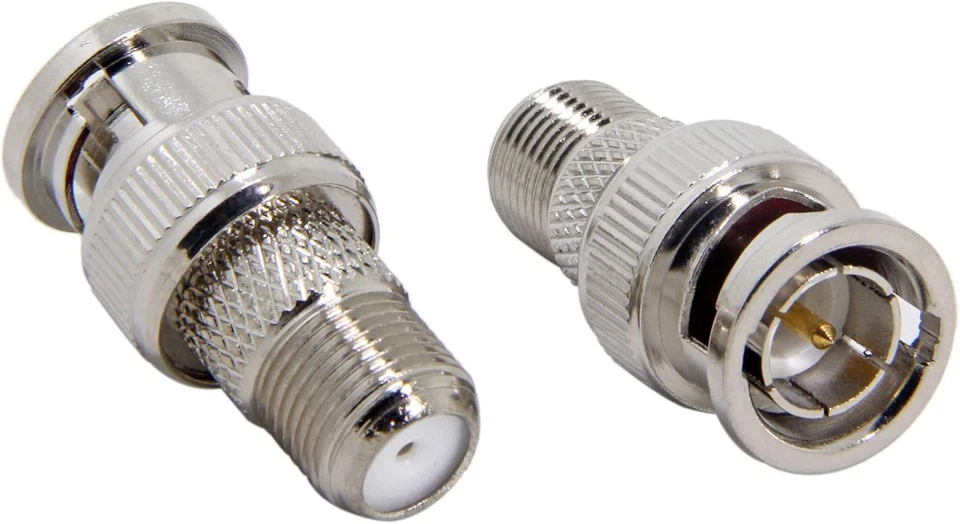 F to BNC Connector, 2-Pack BNC Male to F Female Coax Adapter 75 Ohm, RG6, RG59 C - Image 2 of 4