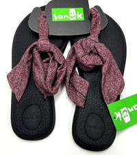 Sanuk Sling Ella Sandals NWT Sz 7,8,9,10 Comfort Yoga Mat Thong Flip Flop Purple