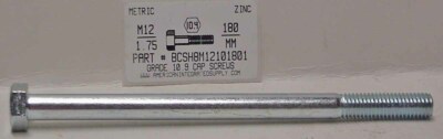 M12-1.75X180MM HEX HEAD CAP SCREW GRADE 10.9 STEEL ZINC PLATED (1)