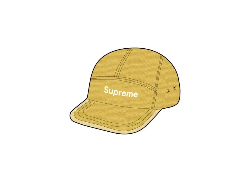 Casquette de camp en denim enduit jaune Supreme