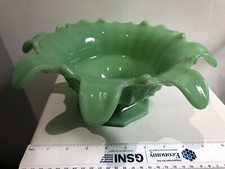 Extra seltene Art Deco Sowerby Jadeit nicht leuchtend Glas XL Obstschale TOP