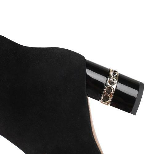 Fashion New Women Sqaure Toes Zip High Heels Formal Ankle Boot Shoes Winter DIDW - Bild 8 von 10