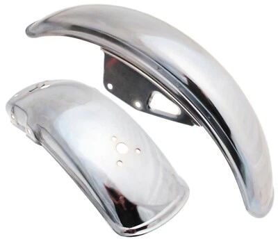 Suzuki GN125 GN 125 NF41A 4T Schutzblech Vorne Front + Hinten Fender Chrom Set