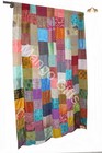 Handmade Patchwork Door Curtains Boho Decor Valances Panels Silk Sari Indian