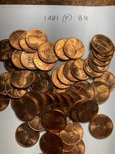 1981 (P) "BU"  LINCOLN MEMORIAL CENT PENNY ROLL  50 COINS