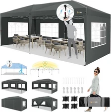 10'x20' Pop up Canopy Tent Heavy Duty Outdoor Instant Gazebo with Sidewalls #