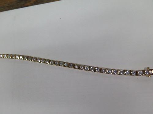 Brazalete de tenis vintage HAN tailandés de plata esterlina amatista con baño de oro de 7,5" - Imagen 7 de 7
